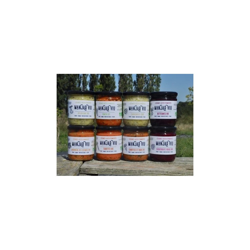 Lot de huit pots de légumes lacto-fermentés 8-463